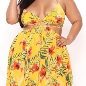 Fashion Nova Plus Curve Cancun Sunrise Maxi Dress - Yellow/combo, 3X